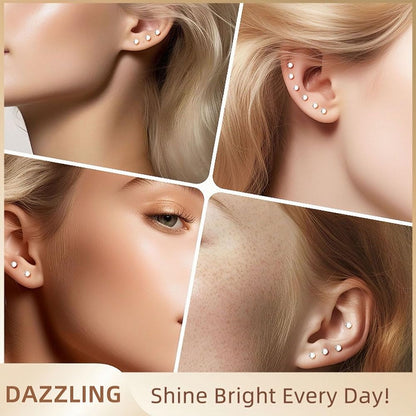 10 Pairs Small Stud Earrings for Women Hypoallergenic Multiple Piercings