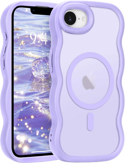 Pepmune for iPhone 16 Pro Max Case Curly Wavy Frame Translucent, Burgundy