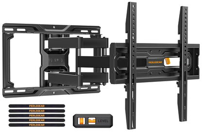 Perlegear Full Motion TV Wall Mount with Power Strip for 60–120 Inch TVs