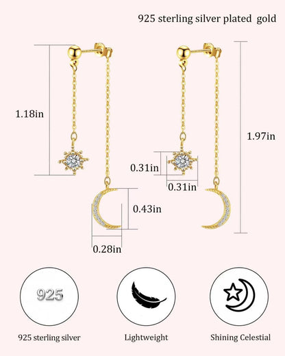 Moon and Star Dangle Earrings