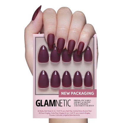 Glamnetic Press On Nails, Short Almond Glossy, Fake Nails 24pc Nail Kit