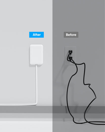 Split Extension Cord with Outlet Cover (10FT, Dual 5FT), Flat Plug Power Strip with 6 Outlets and 3 USB Ports, Outlet Extender for Tight Spaces