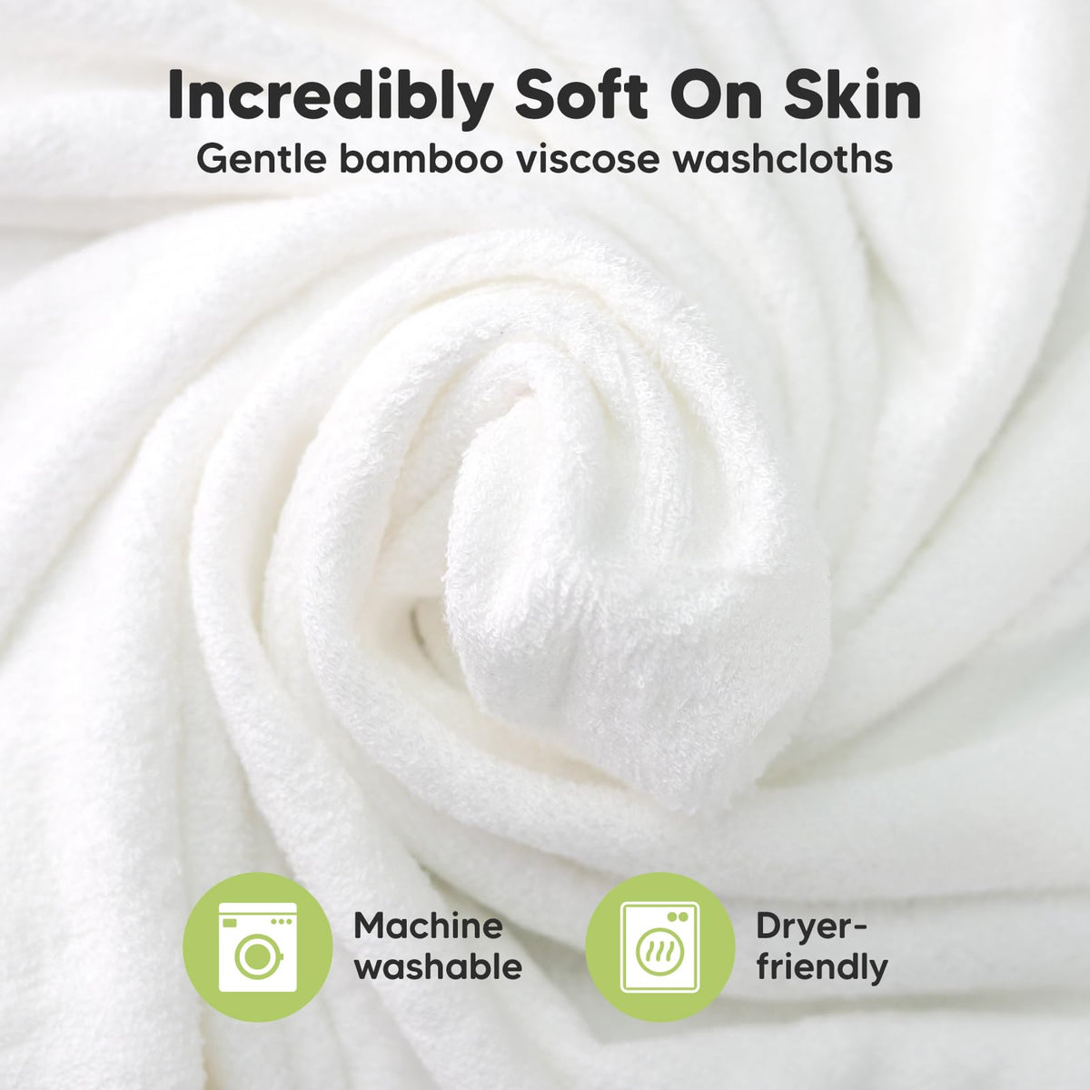 6-Pack Baby Washcloths, Soft Absorbent Washcloths for Face, Body (White)