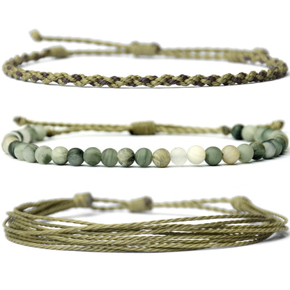 Mezcla Vida Handmade Natural Stone Beaded Healing Bracelet Gift for Men Adjustable Rope String Bracelet
