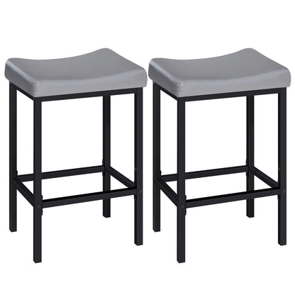HOOBRO Bar Stools, Set of 2 Bar Chairs, Counter Height Stools, Saddle Barstools with Curved Surface, 24.8 Inches, 2.4" Thick Upholstery, for Kitchen, Dining Room, Cafe Black BB10BY01