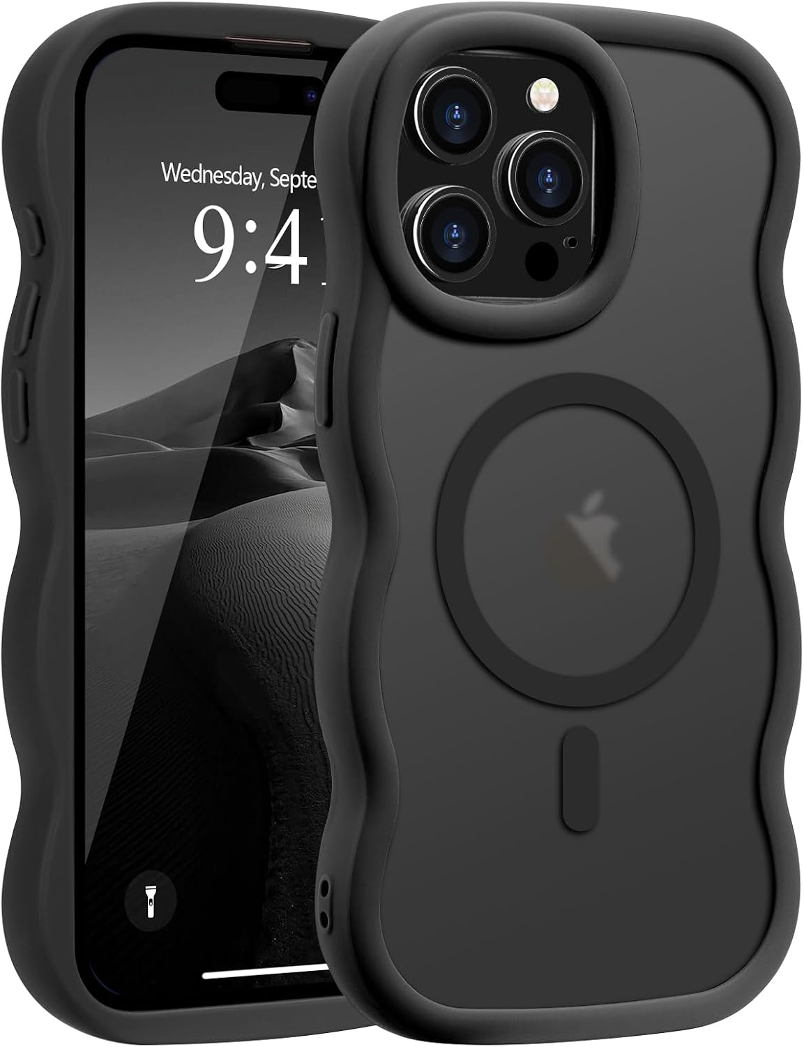 Pepmune for iPhone 16 Pro Max Case Curly Wavy Frame Translucent, Burgundy