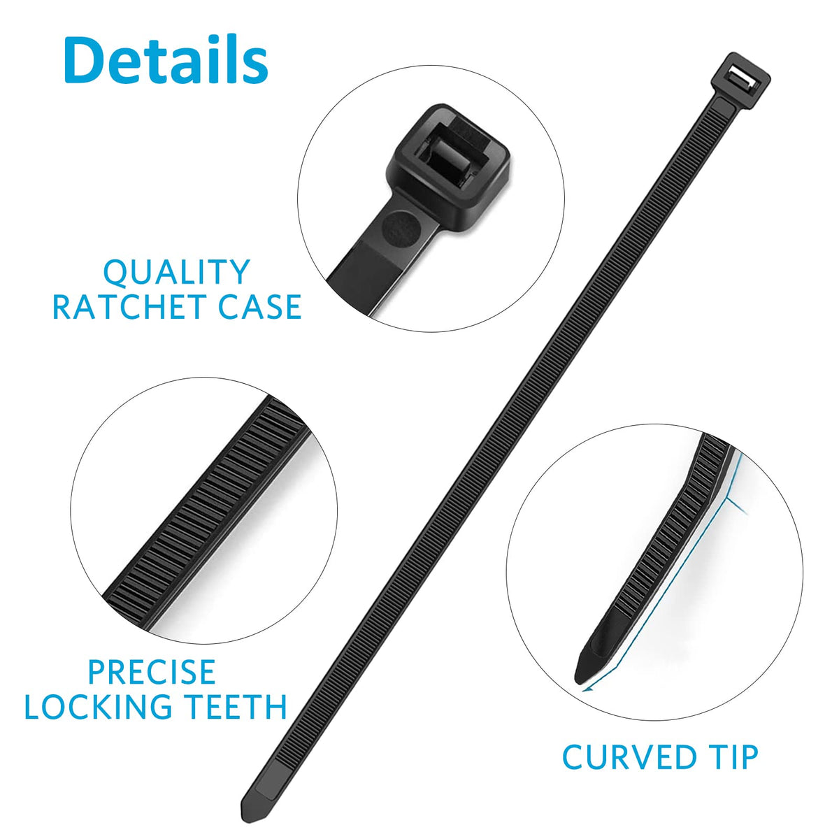 Zip Ties 4 inch (200 Pack), Small Zip Ties with 18 lb Tensile Strength, Black, by Tantti Supply