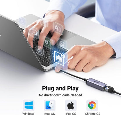 UGREEN USB C to Ethernet Adapter, Plug and Play 1Gbps Aluminum Adapter