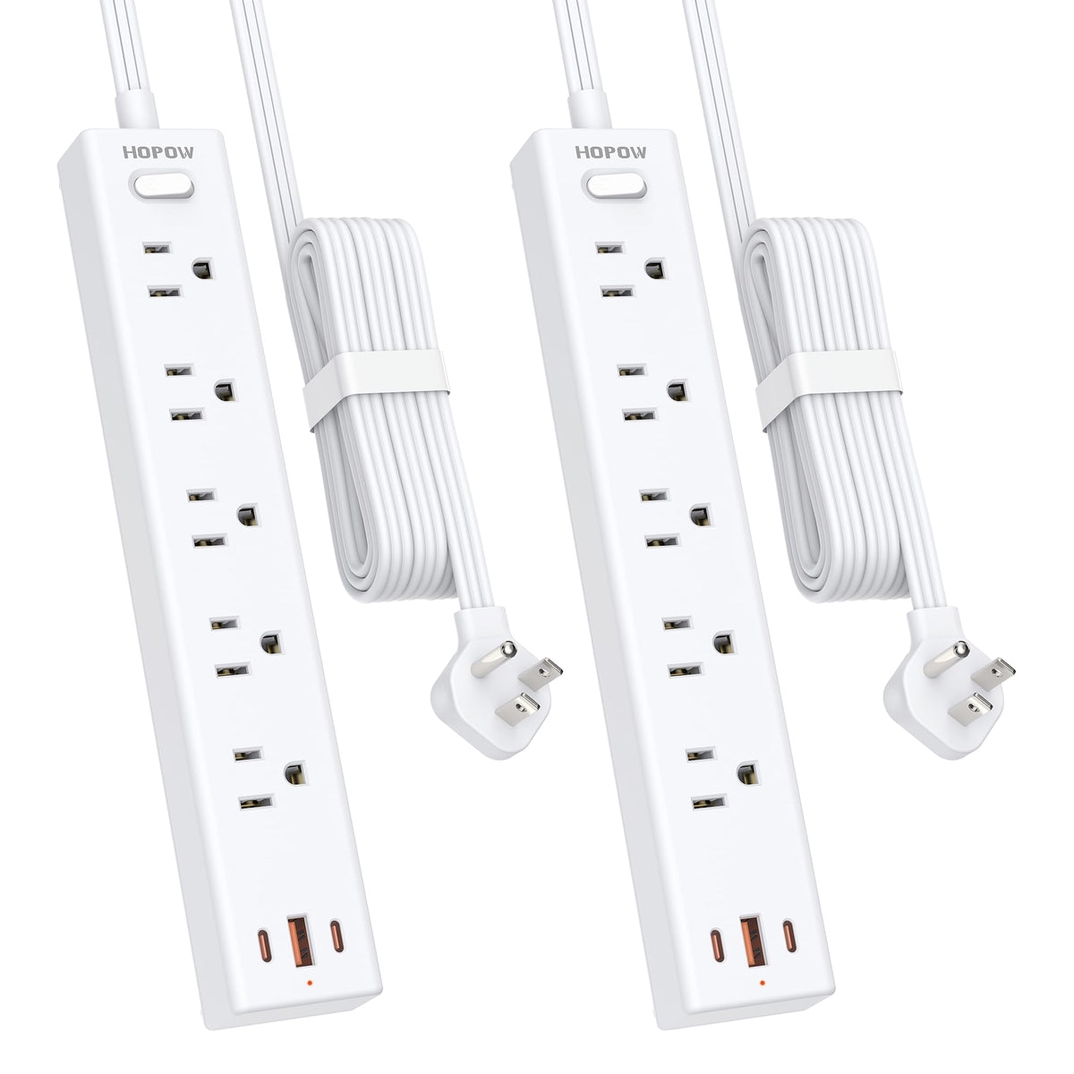 5 Outlets 2 Prong Power Strip with 3USB, 6FT Extension Cord for Old House