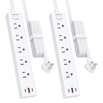 5 Outlets 2 Prong Power Strip with 3USB, 6FT Extension Cord for Old House