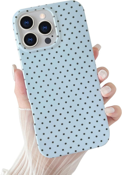 Yeddabox for iPhone 15 Case Cute Polka Dot Phone Case Soft TPU Slim Shockproof Phone Cover for Women Girls, Blue