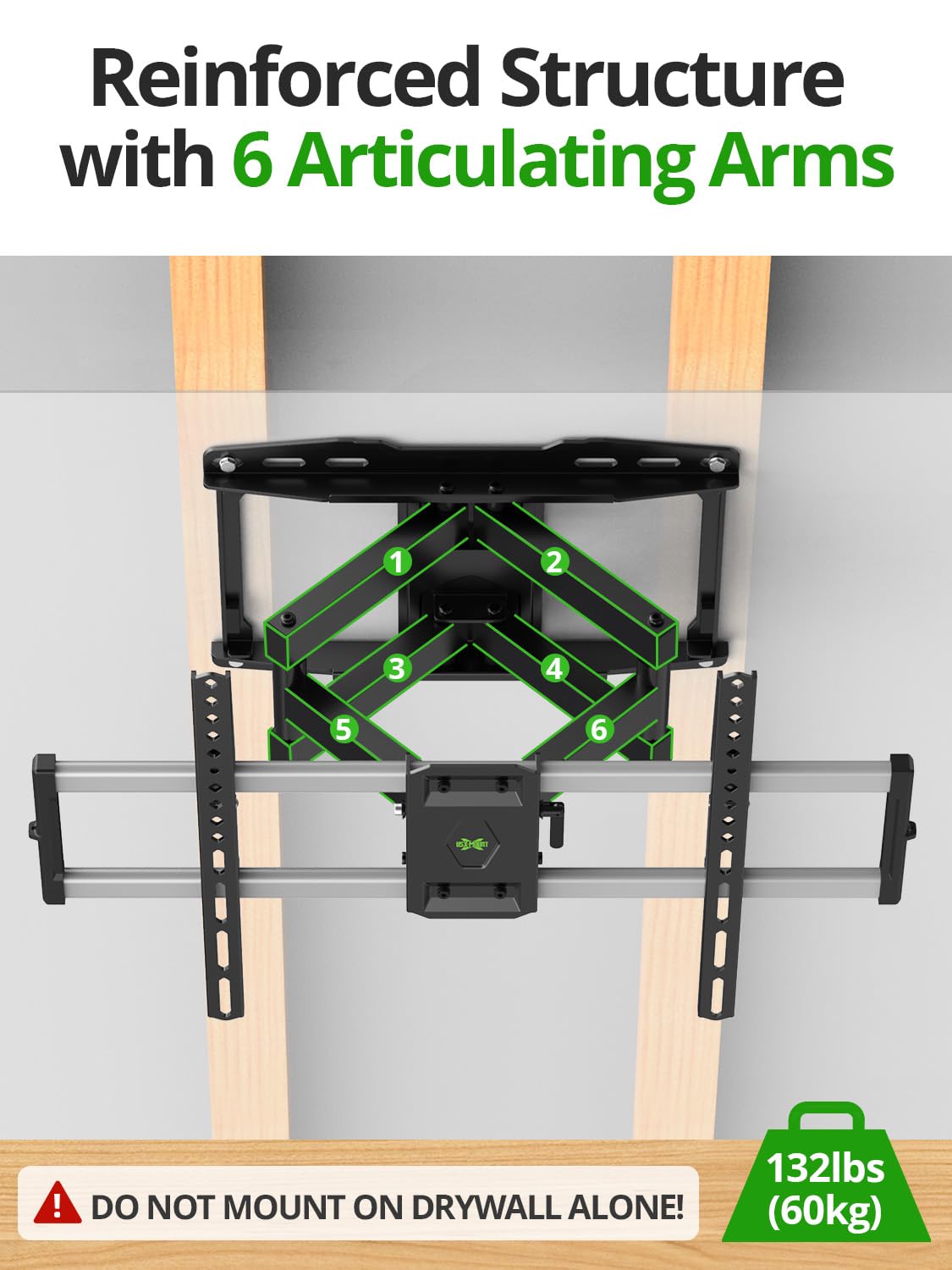 USX Mount Full Motion TV Wall Mount for 42-90 inch TV Holds up to 132lbs
