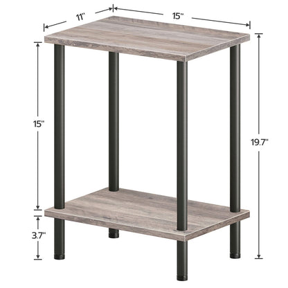 HOOBRO End Table, Small Side Table, Nightstand with 2-Layer Storage Shelves, Sofa Table for Small Spaces, Living Room, Bedroom, Stable Frame, Easy Assembly, Rustic Brown BF09BZ01