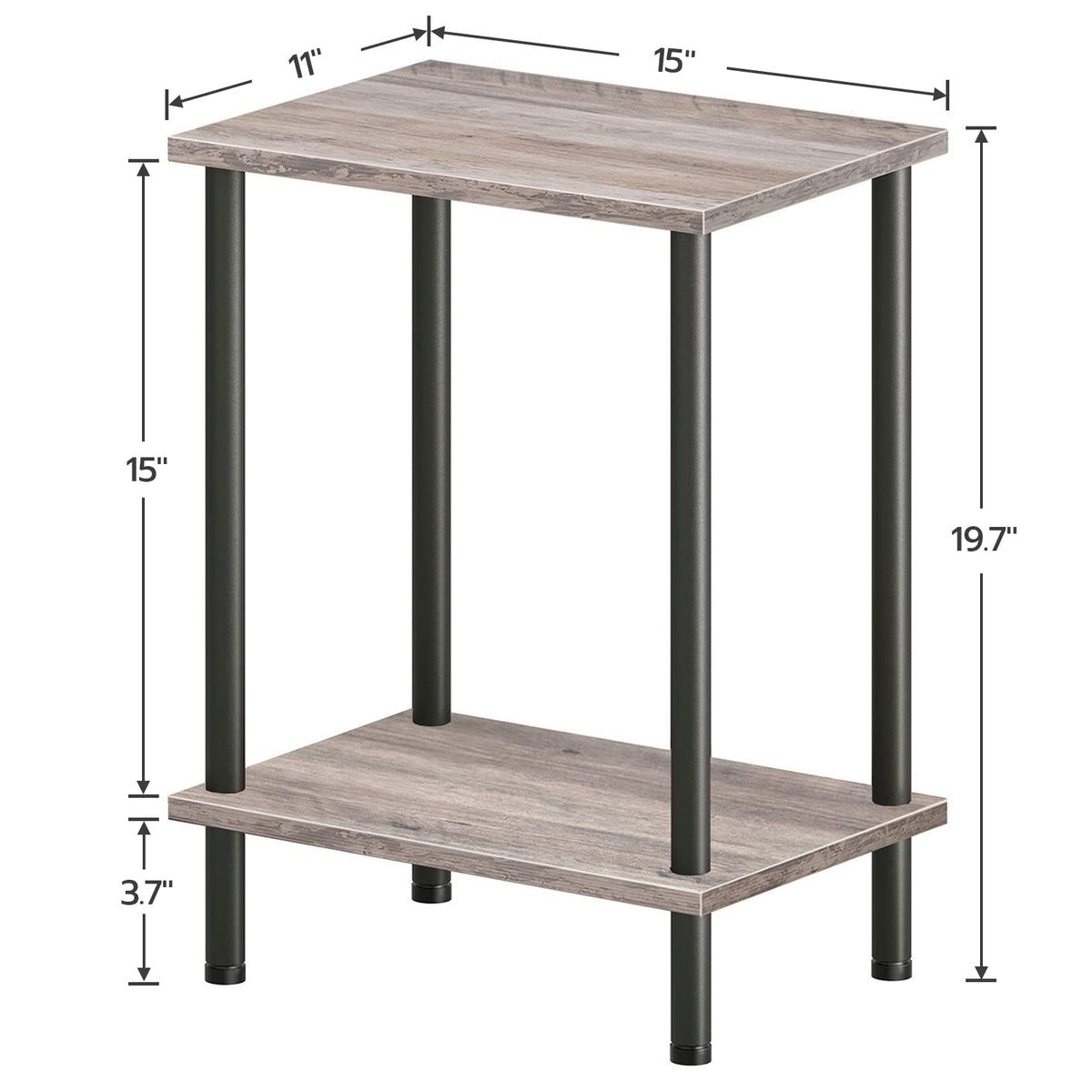 HOOBRO End Table, Small Side Table, Nightstand with 2-Layer Storage Shelves, Sofa Table for Small Spaces, Living Room, Bedroom, Stable Frame, Easy Assembly, Rustic Brown BF09BZ01