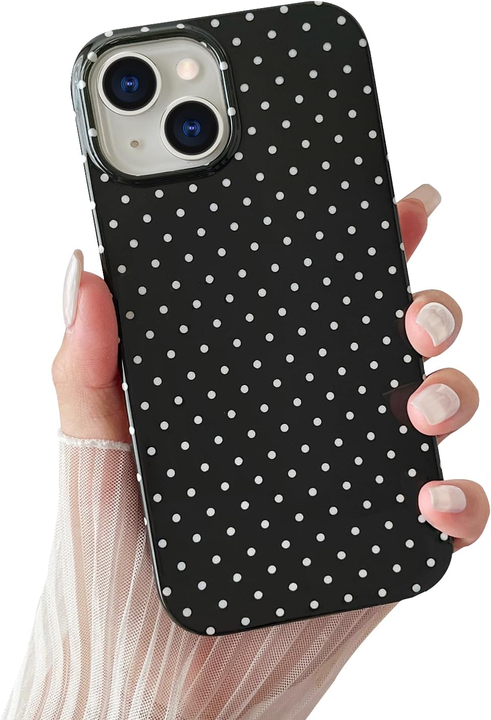Yeddabox for iPhone 15 Case Cute Polka Dot Phone Case Soft TPU Slim Shockproof Phone Cover for Women Girls, Blue