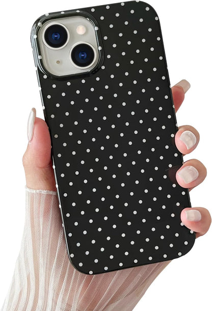 Yeddabox for iPhone 15 Case Cute Polka Dot Phone Case Soft TPU Slim Shockproof Phone Cover for Women Girls, Blue