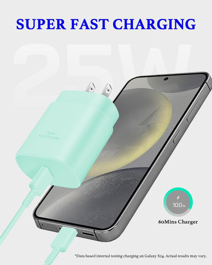 Type C Charger Fast Charging 2-Pack 25W Long 6FT USB C Cable
