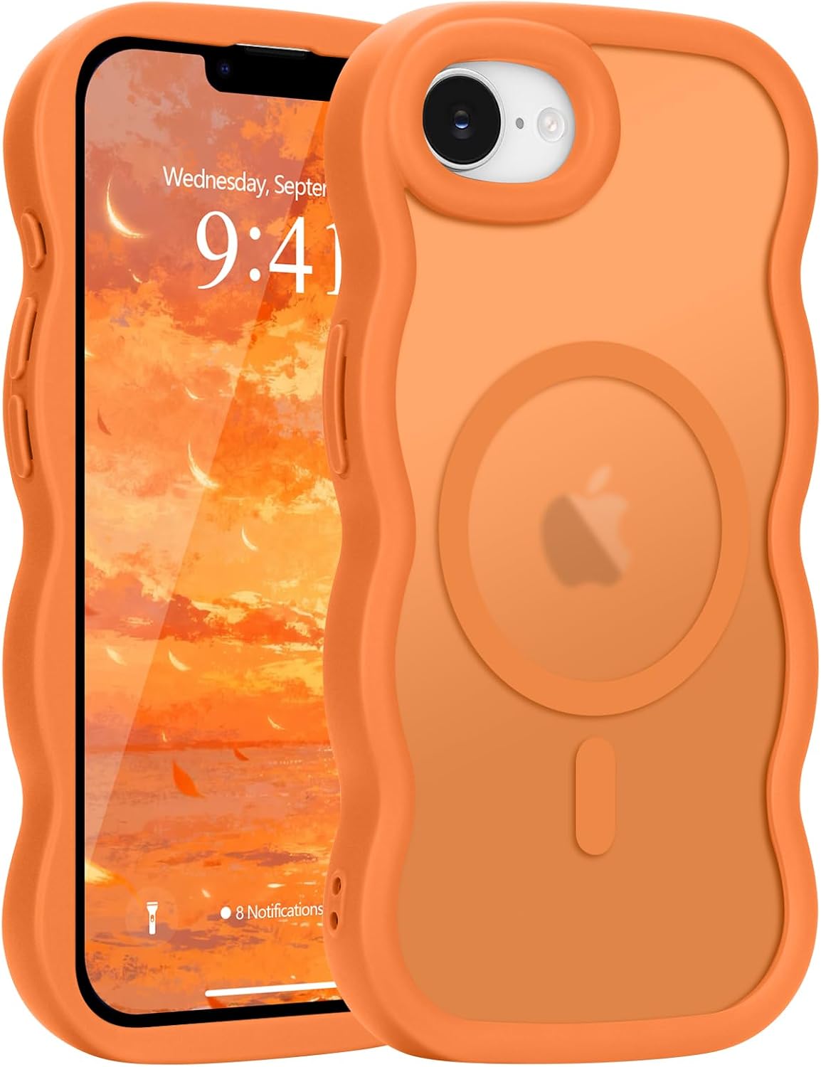Pepmune for iPhone 16 Pro Max Case Curly Wavy Frame Translucent, Burgundy