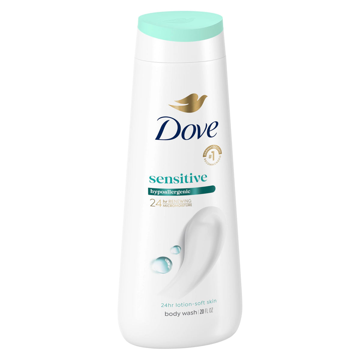Dove Sensitive Skin Body Wash, 24hr Lotion-Soft Skin, 30.6 oz