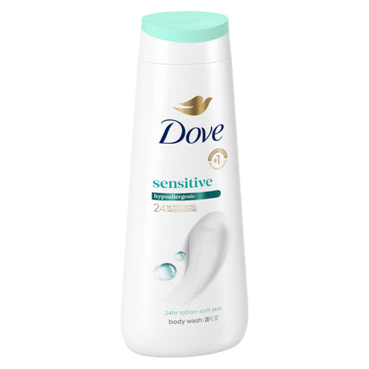 Dove Sensitive Skin Body Wash, 24hr Lotion-Soft Skin, 30.6 oz