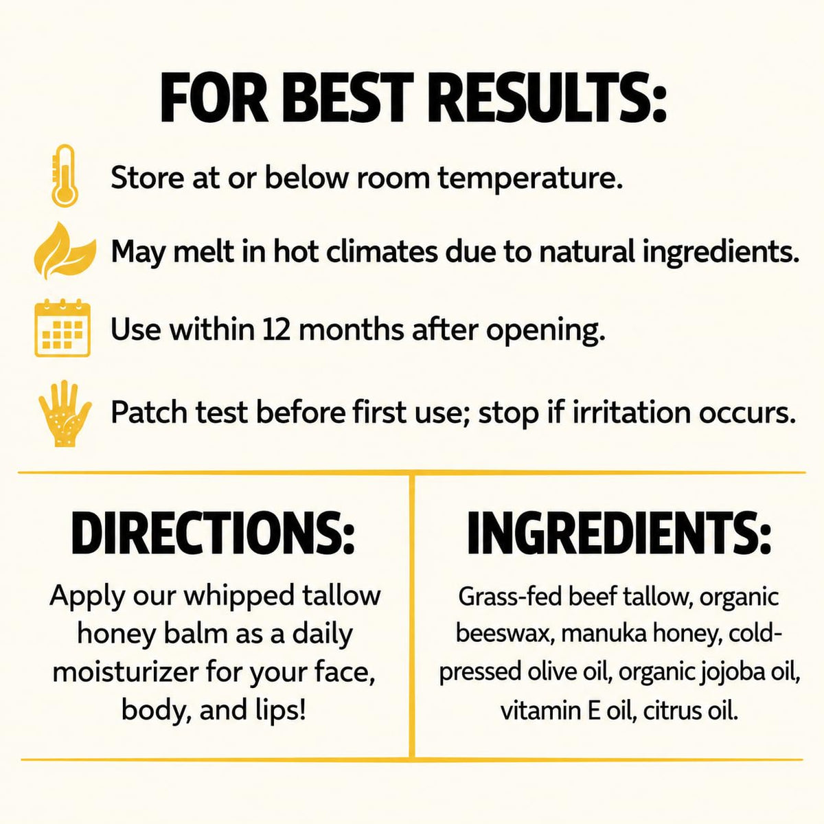 Wrath & Remedy Beef Tallow and Honey Balm, Handcrafted, Unscented, 4 oz