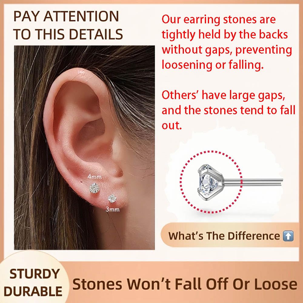 10 Pairs Small Stud Earrings for Women Hypoallergenic Multiple Piercings