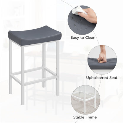 HOOBRO Bar Stools, Set of 2 Bar Chairs, Counter Height Stools, Saddle Barstools with Curved Surface, 24.8 Inches, 2.4" Thick Upholstery, for Kitchen, Dining Room, Cafe Black BB10BY01