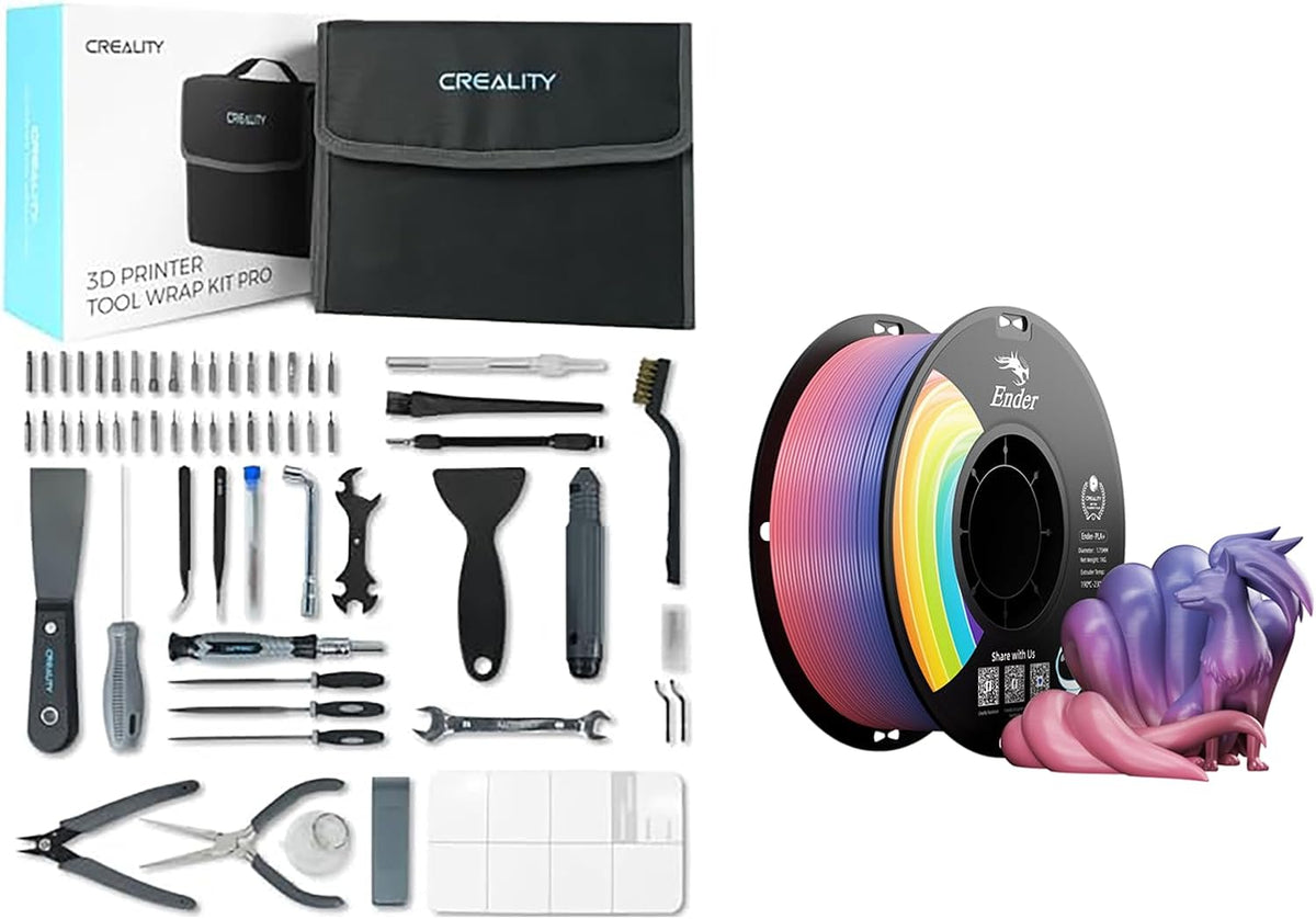 Creality 3D Printer Tool Wrap Kit Bundle with Rainbow PLA+ Filament