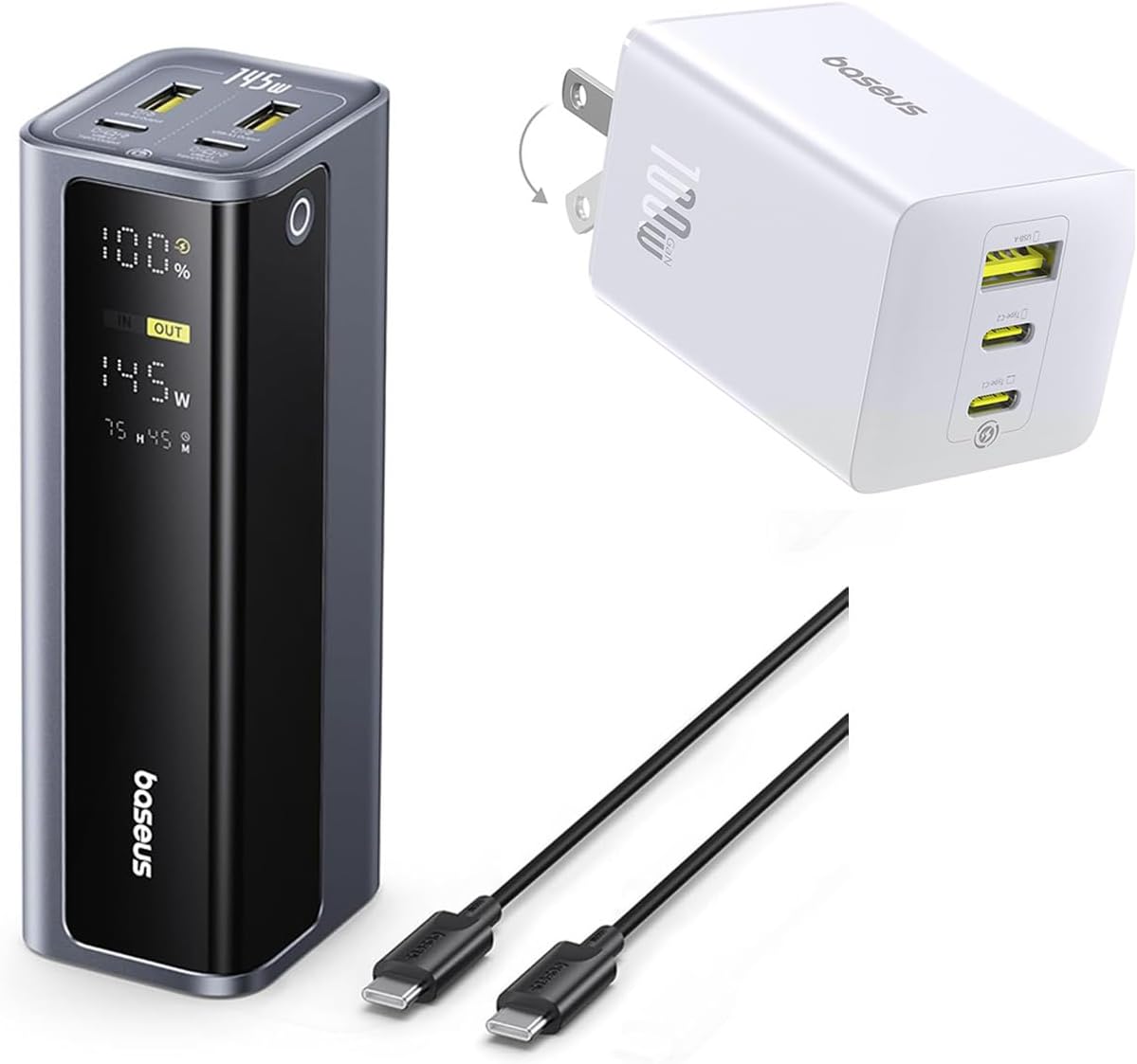 Baseus 145W Power Bank 20,800mAh 100W USB C Charger Block