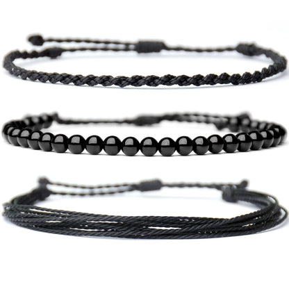 Mezcla Vida Handmade Natural Stone Beaded Healing Bracelet Gift for Men Adjustable Rope String Bracelet