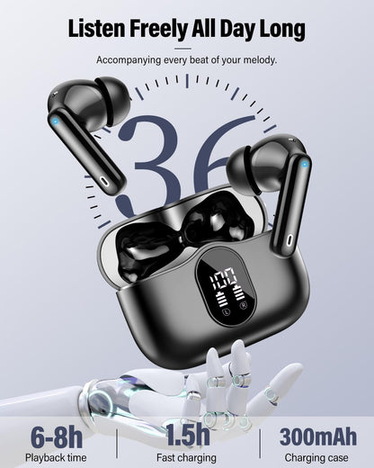 Wireless Earbuds, Bluetooth 5.4 Headphones Bass Stereo/Clear Call,Rose Gold