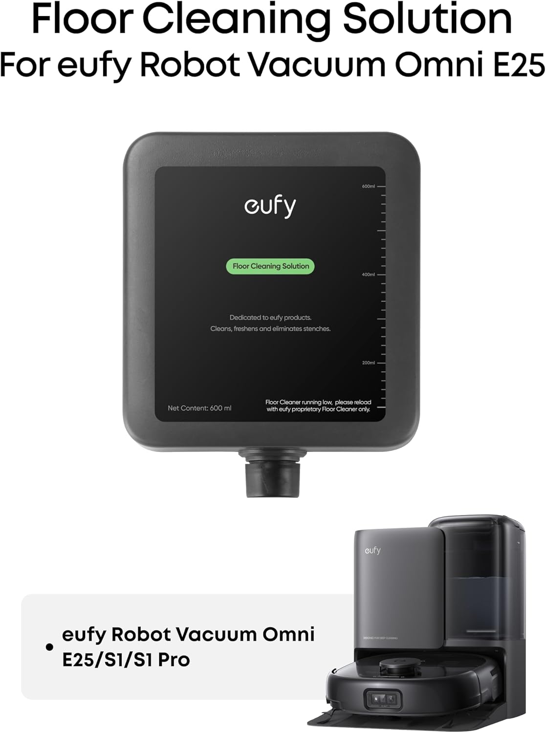 eufy Floor Cleaning Solution for E25, 600 ml