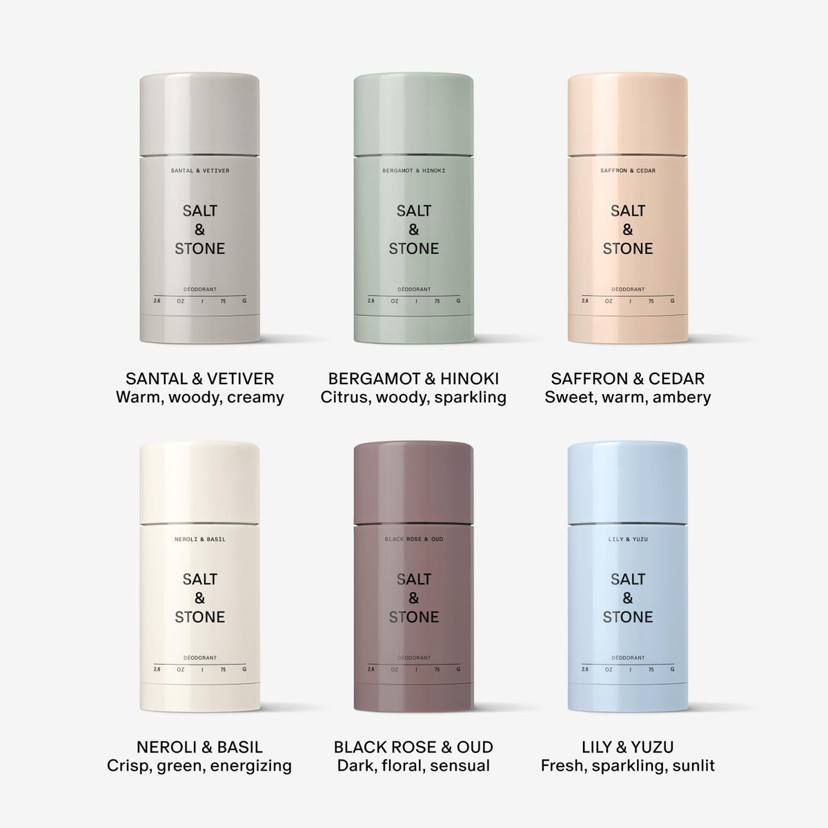 Salt & Stone Aluminum-Free Deodorant, Women & Men Santal & Vetiver 2.6 oz