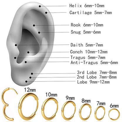 1 Pair 6mm Small Hoop Earrings for Women, Huggie Hoop Earrings (Gold/1.6mm)