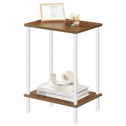 HOOBRO End Table, Small Side Table, Nightstand with 2-Layer Storage Shelves, Sofa Table for Small Spaces, Living Room, Bedroom, Stable Frame, Easy Assembly, Rustic Brown BF09BZ01