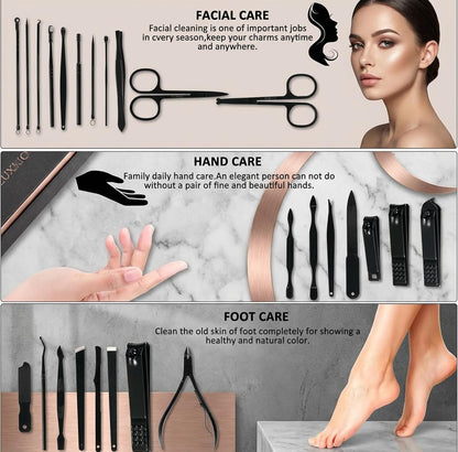 MINKINH Nail Clippers Set Manicure Pedicure Kit, 26-Piece Stainless Steel