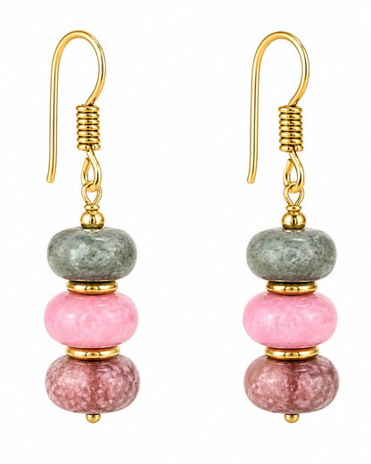 Gempires Beaded Gemstone Dangle Earrings for Women, Boho Gold Birthstone
