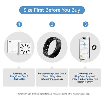 RingConn Gen 2 Smart Ring - Sleep Apnea Monitoring(Black, Size 9)