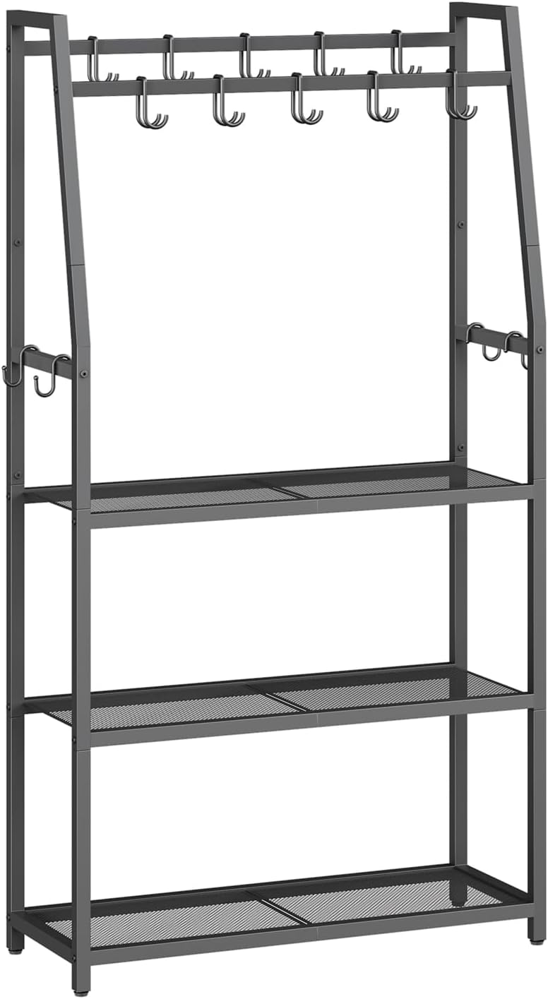 HOOBRO 3-Tier Purse Organizer for Closet, Purse Rack Stand with 14 Hooks