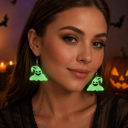 Glow in the Dark Halloween Earrings, Bat Ghost Coffin Boo Dangle Earrings