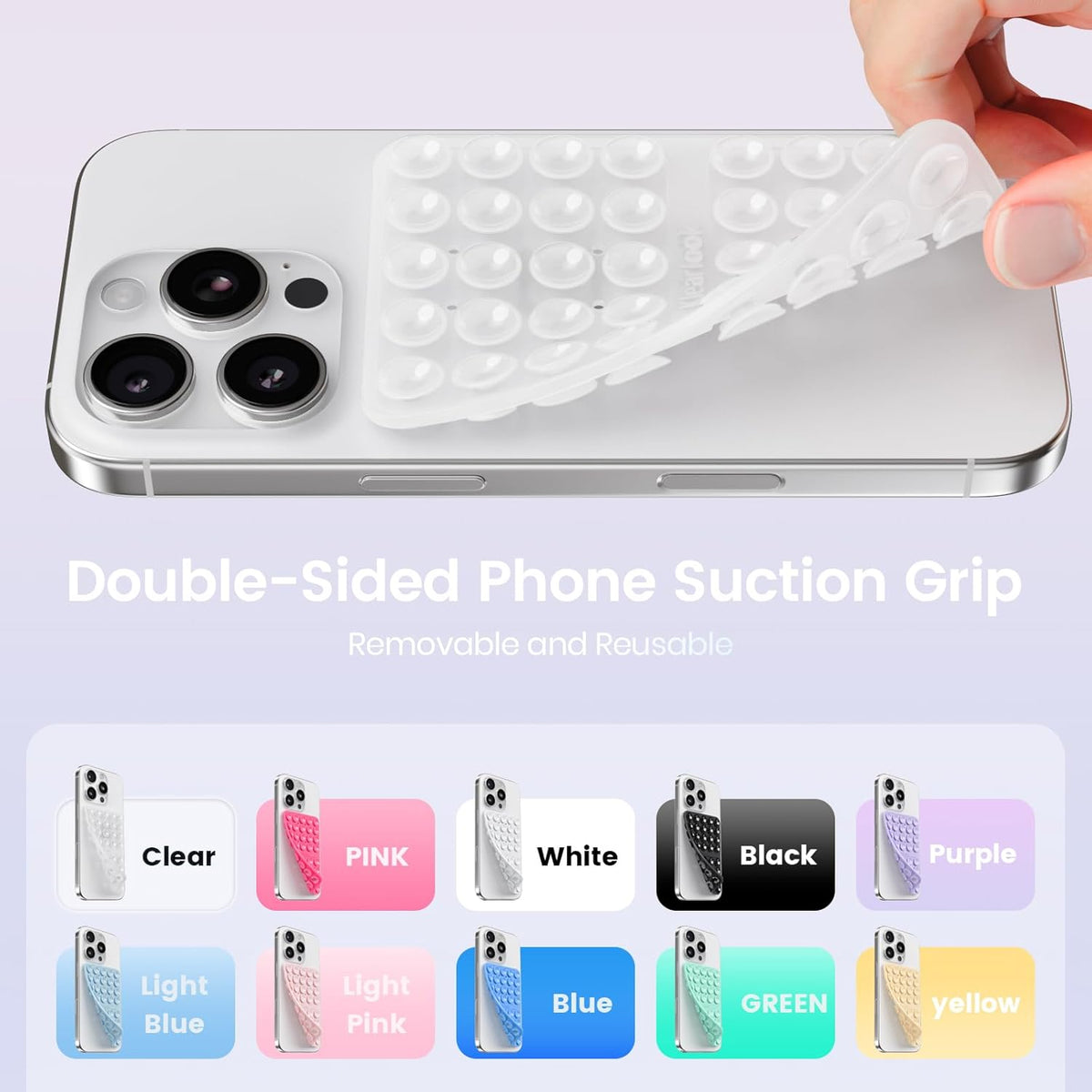 Klearlook Silicone Double Sided Suction Cup Phone Case Mount, Transparent