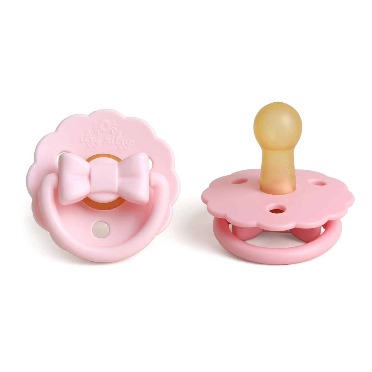 Itzy Ritzy Natural Rubber Pacifiers for 0–6 Mos, Set of 2, Blossom/Rosewood