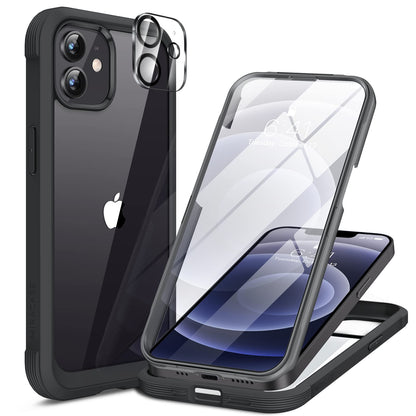Miracase for iPhone 17e Case & iPhone 16e Case, Full-Body Phone with Built-in Glass Screen Protector, [Magnetic with MagSafe] Military Drop Proof 17 E/ 16 E Cover Bumper 6.1 inch, Black