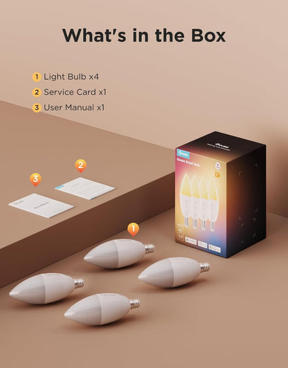 Govee E12 Led Bulb, Color Changing Candelabra Bulbs 450 LM, 80 CRI, 4 Pack