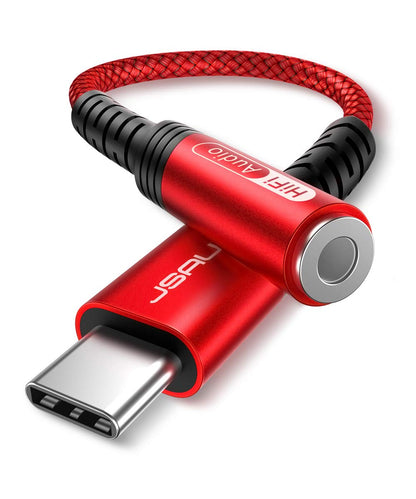 JSAUX 2 Pack USB C to 3.5mm Audio Adapter, Smart DAC Headset Dongle, Black