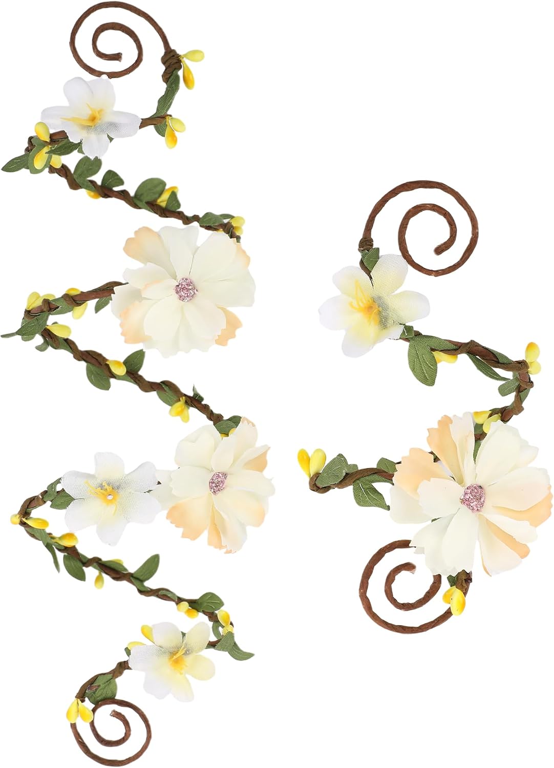 FRESHME Renaissance Costume Flower Arm Wraps - 2 Pcs Fairy Accessories Elf Bracelet with Wrap Ring Woodland Renfaire Outfit