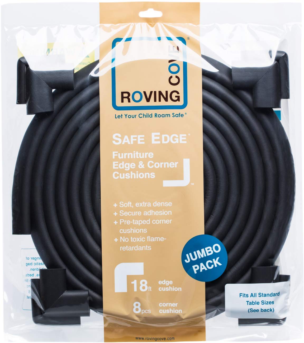 Roving Cove Baby Proof Corner Edge Protector, Small 15ft Edge 4 Corners