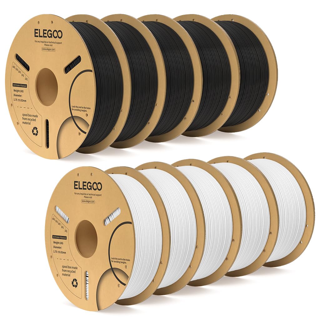 ELEGOO PLA Plus 3D Printer Filament 1.75mm White 2KG, Tougher & Stronger