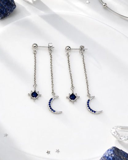 Moon and Star Dangle Earrings