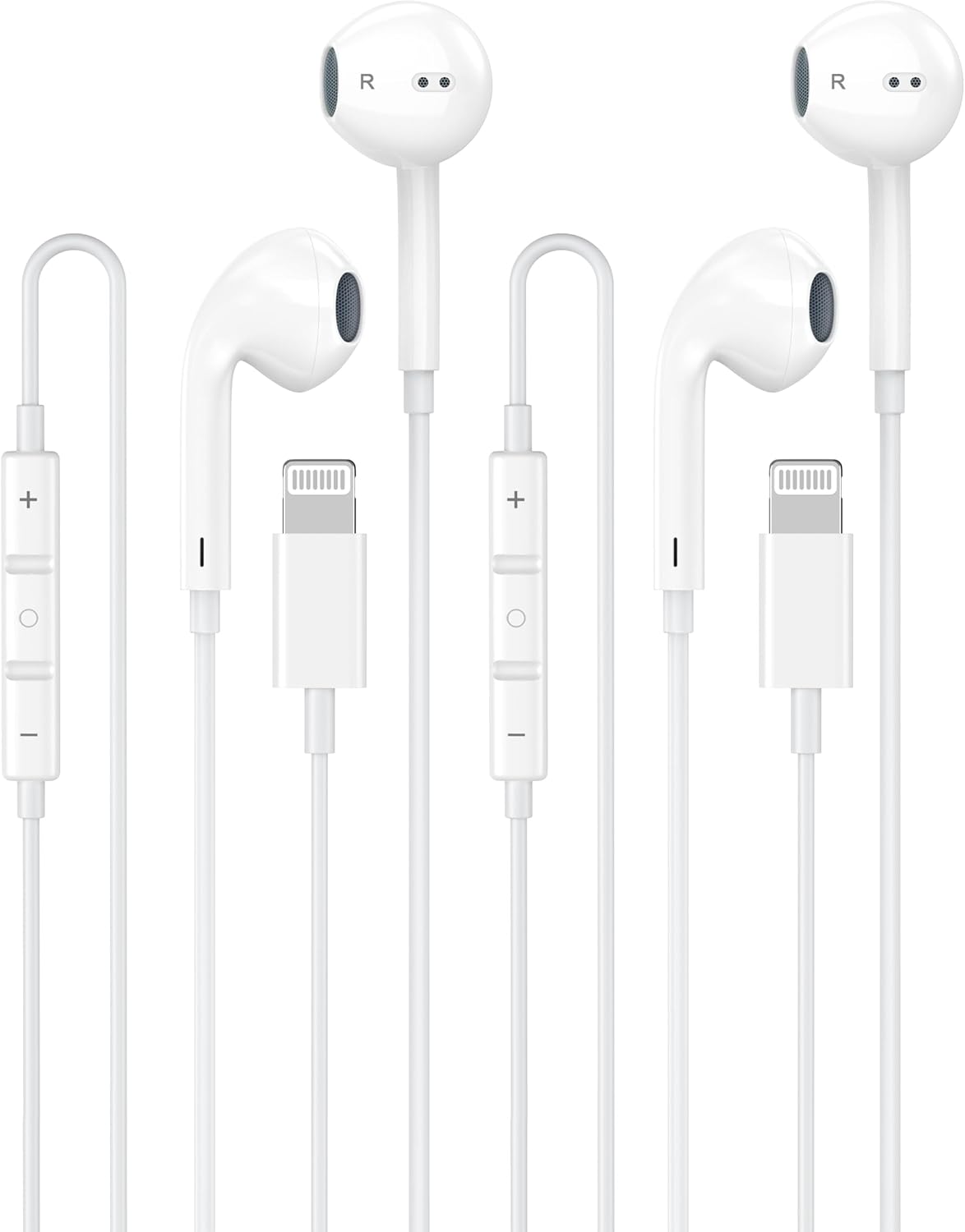 2 Pack Apple MFi Certified Wired Earbuds for iPhone, Lightning Headphones